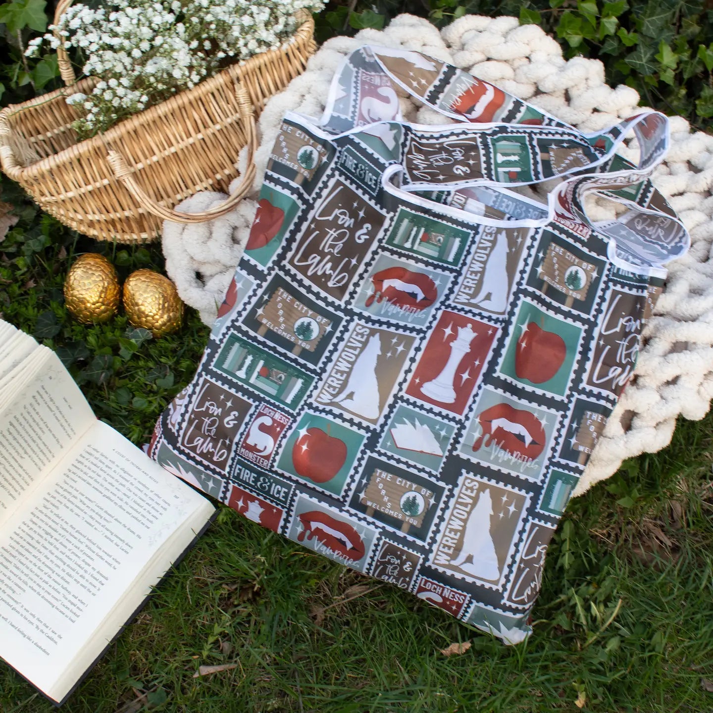 Forks Wa Stamps | Reusable Bookish Foldable Grocery Tote Bag