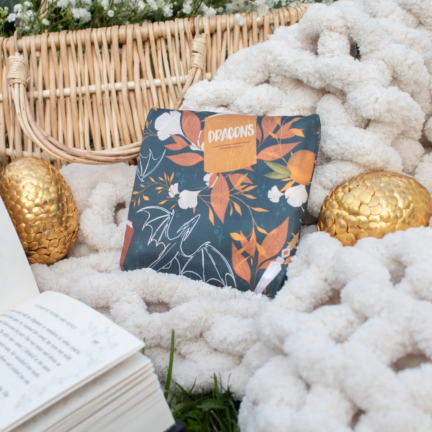 Dragons Grove | Reusable Bookish Foldable Grocery Tote Bag