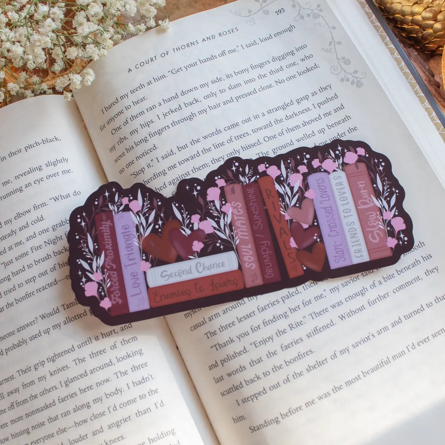 Romance Bookshelf Die-Cut Bookmark