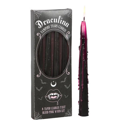 Pink Vampire Tears Set of 4 Taper Candles