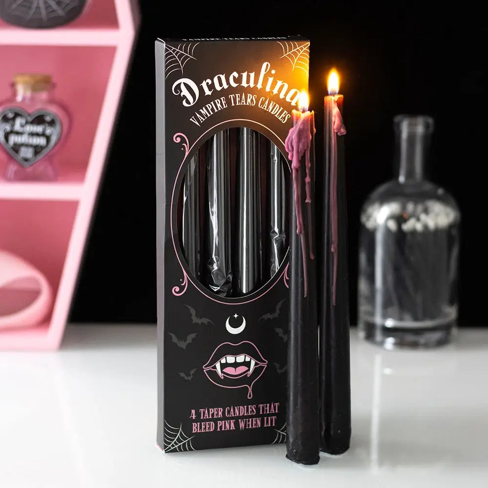 Pink Vampire Tears Set of 4 Taper Candles