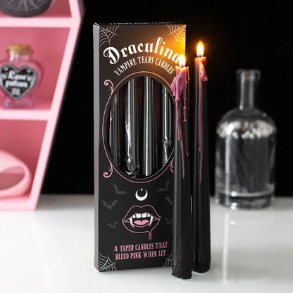 Pink Vampire Tears Set of 4 Taper Candles