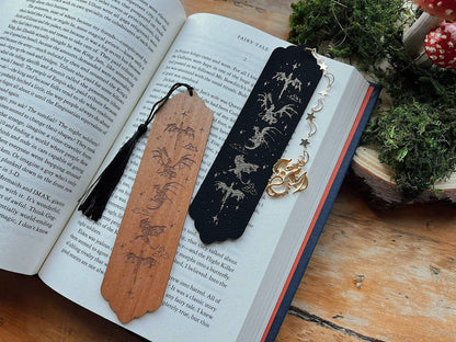 Faux Leather Dragon Bookmark: Black Gold Dragon