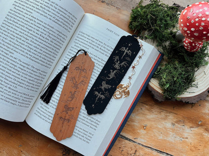 Faux Leather Dragon Bookmark: Black Gold Dragon