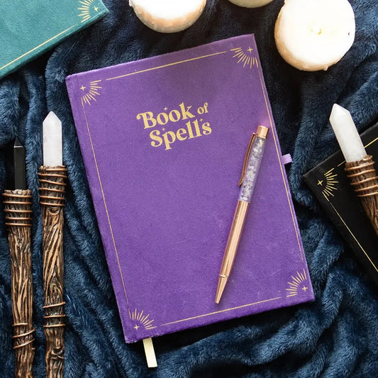 Book of Spells Journal with Amethyst Crystal Pen