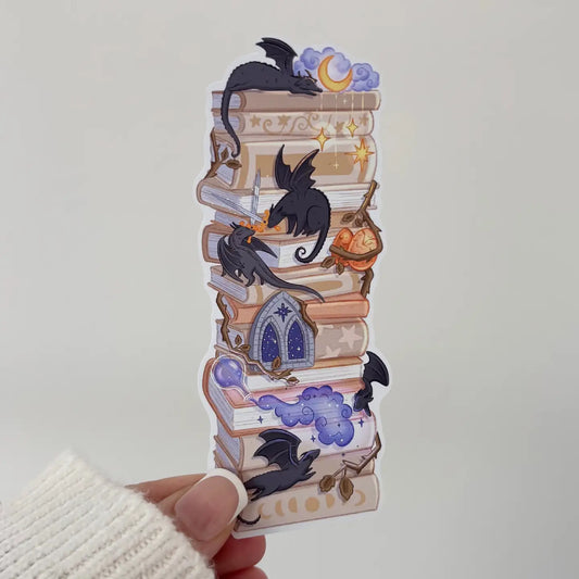 Dark Dragon Bookstack Matte Vinyl Sticker