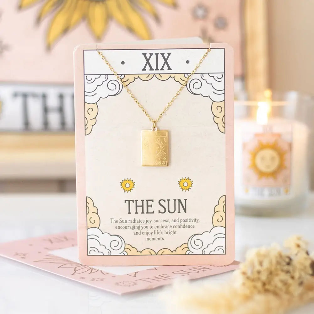 The Sun Vintage Tarot Necklace On Greeting Card