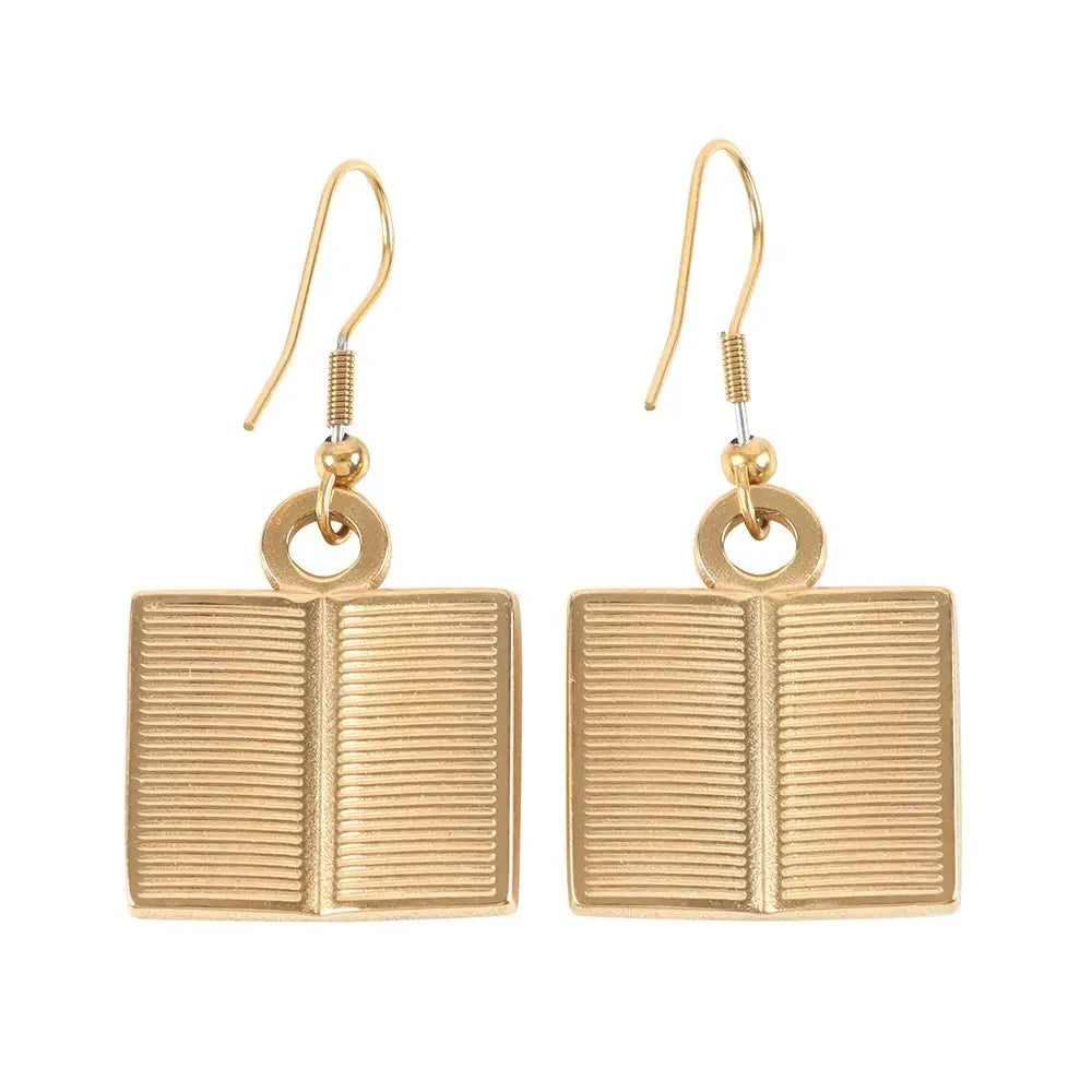 Book Worm Stainless Steel Earrings