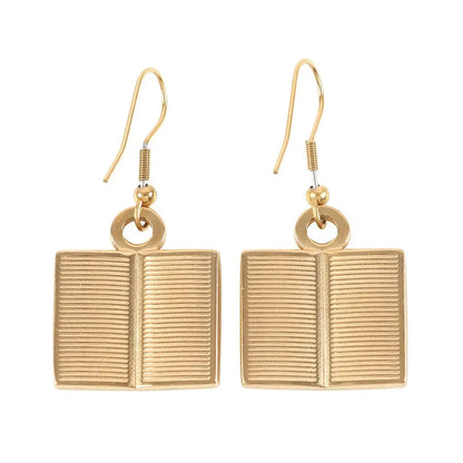 Book Worm Stainless Steel Earrings