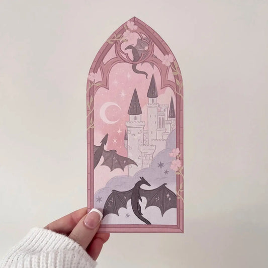 Fantasy Dragons Arched Window Bookmark
