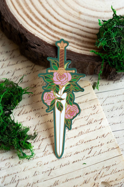 Gilded Floral Blade Vinyl Sticker | Bookish Romantasy