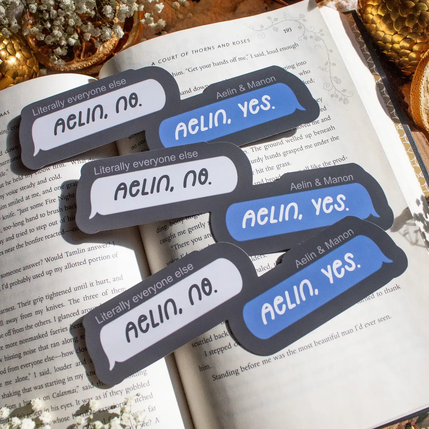 Aelin, No / Aelin, Yes Text Bubble Bookmark | Thone of Glass