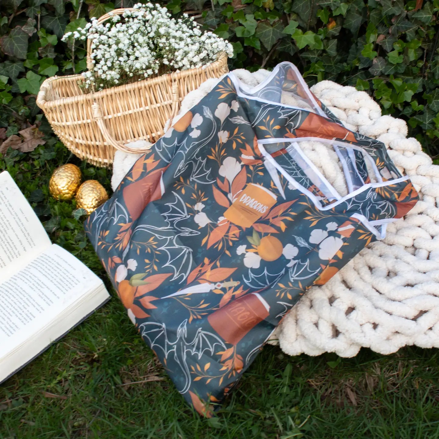 Dragons Grove | Reusable Bookish Foldable Grocery Tote Bag