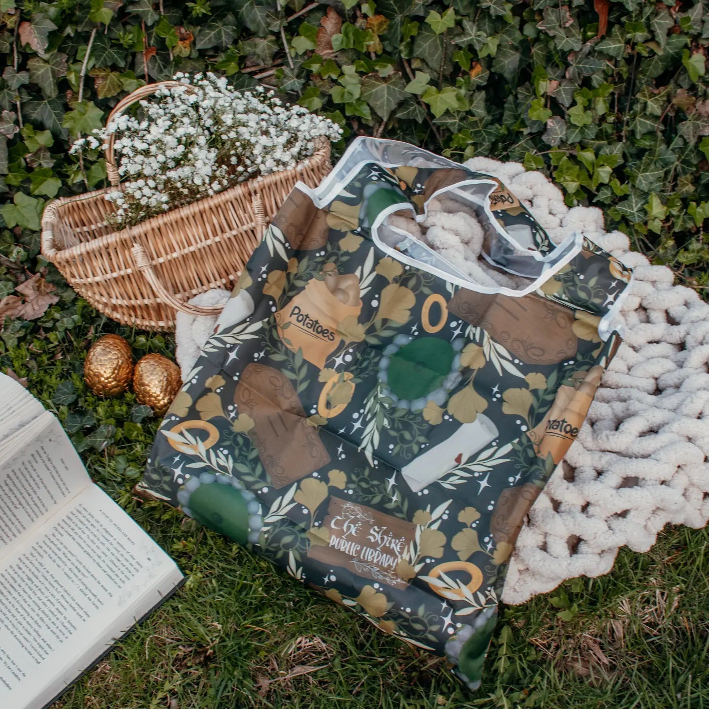 The Shire | Reusable Bookish Foldable Grocery Tote Bag
