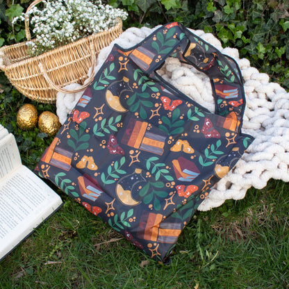 Burgundy Books | Reusable Bookish Foldable Grocery Tote Bag