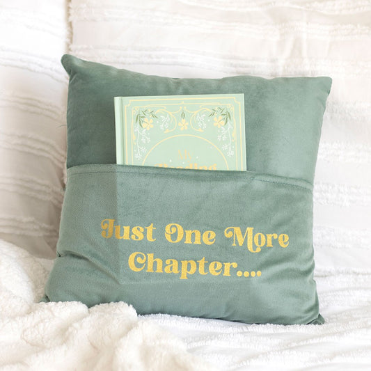 "Just One More Chapter" reading pillow