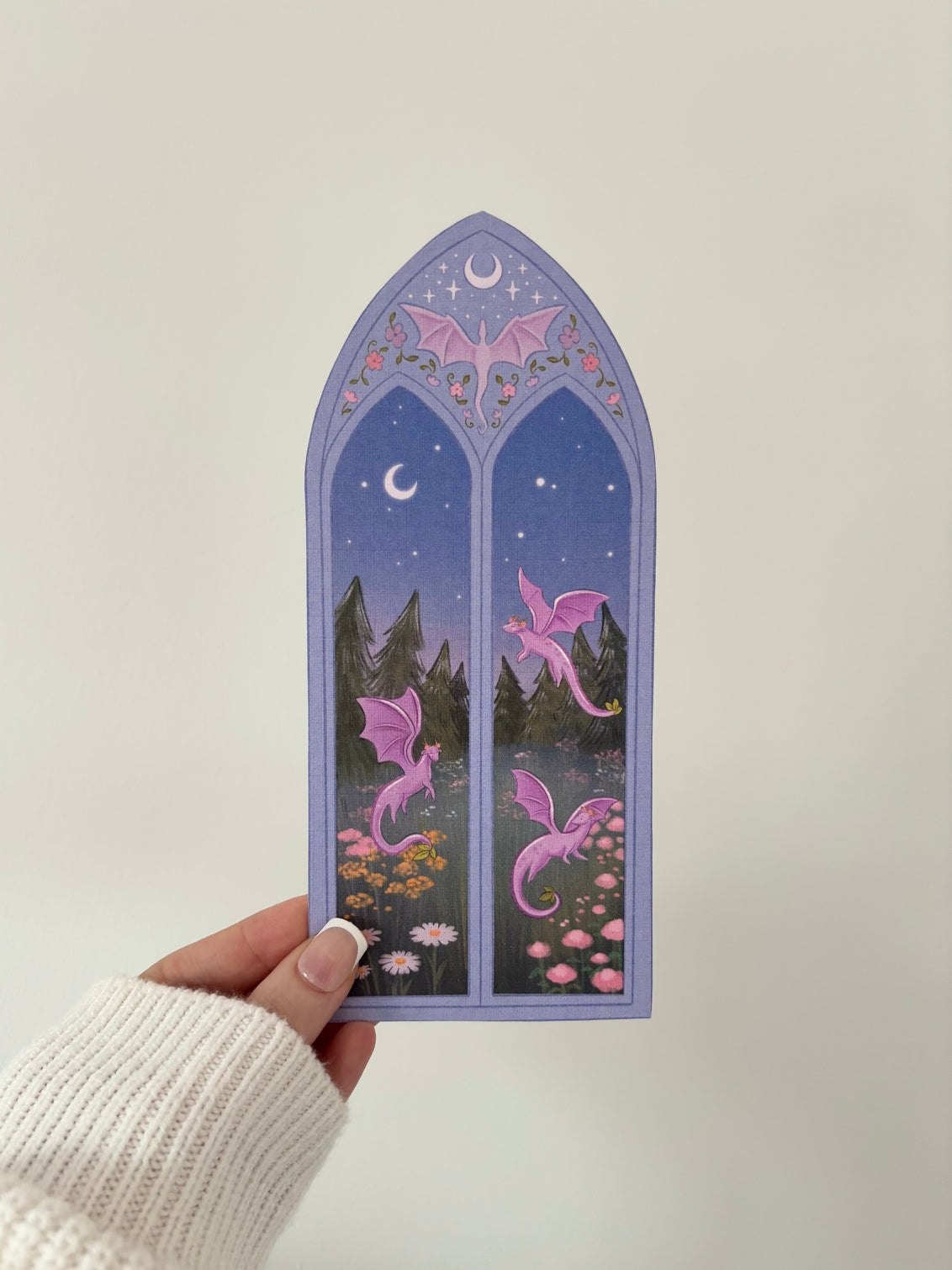 Purple Dragon Arched Window Bookmark
