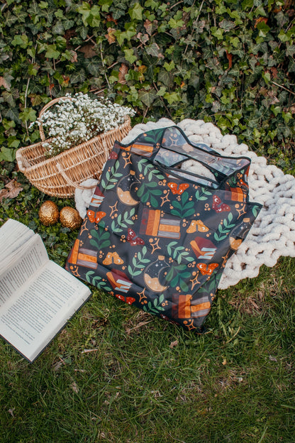 Burgundy Books | Reusable Bookish Foldable Grocery Tote Bag